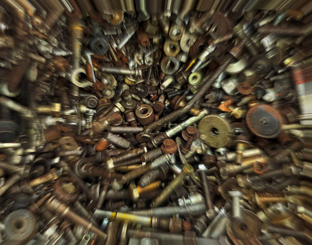 old rusty bolts, washers, nuts and other metals in very bad condition