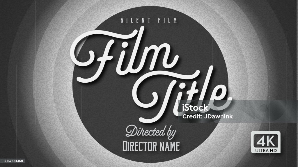 Black And White Retro Silent Film Title Screen Template Design With Black And White Retro Silent Film Title Screen Template Design With