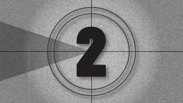 istock Black and white retro Countdown Screen template design number 2 with lot's of grain texture 4k aspect ratio 2157881379