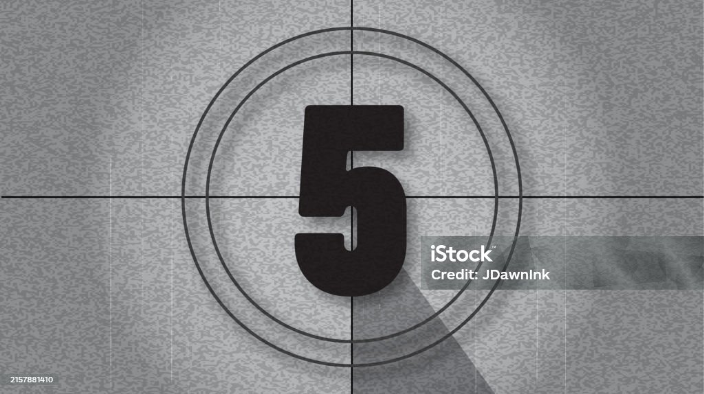 Five Countdown Visual Black And White Retro Countdown Screen Template Design Number 5 With ...