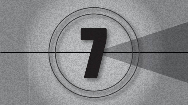 istock Black and white retro Countdown Screen template design number 7 with lot's of grain texture 4k aspect ratio 2157881413