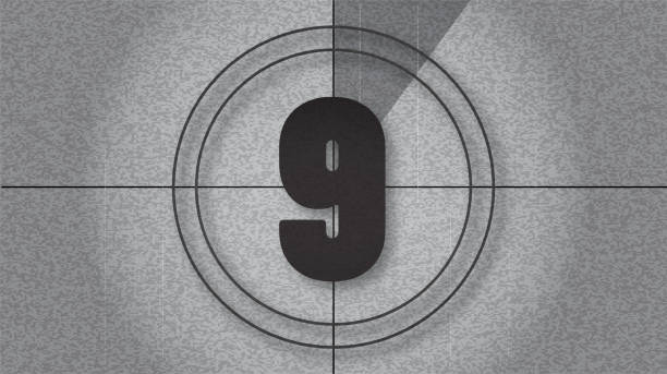 istock Black and white retro Countdown Screen template design number 9 with lot's of grain texture 4k aspect ratio 2157881462