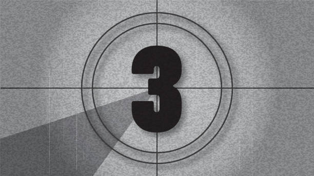 istock Black and white retro Countdown Screen template design number 3 with lot's of grain texture 4k aspect ratio 2157881526