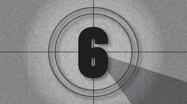 istock Black and white retro Countdown Screen template design number 6 with lot's of grain texture 4k aspect ratio 2157881735
