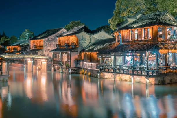 istock A Beautiful Historical Chinese water town at night 2157884748