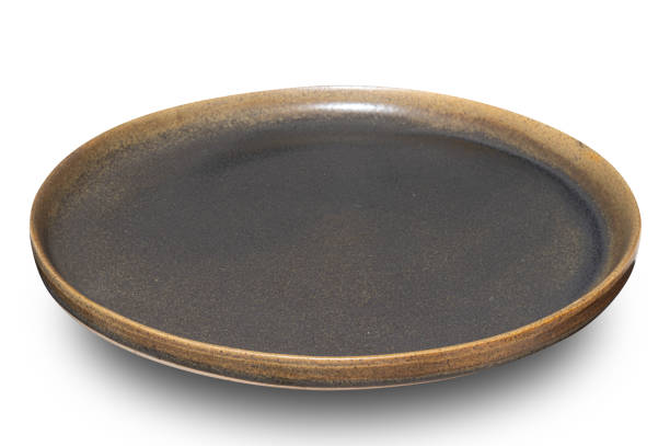 istock Black circle ceramics plate isolated on white background. 2157892687