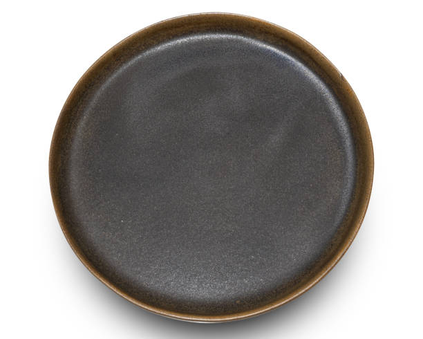 istock Black circle ceramics plate isolated on white background. 2157892708