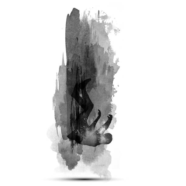 istock The sad man falling into depression. watercolor abstract painting isolated white background. 2157893523