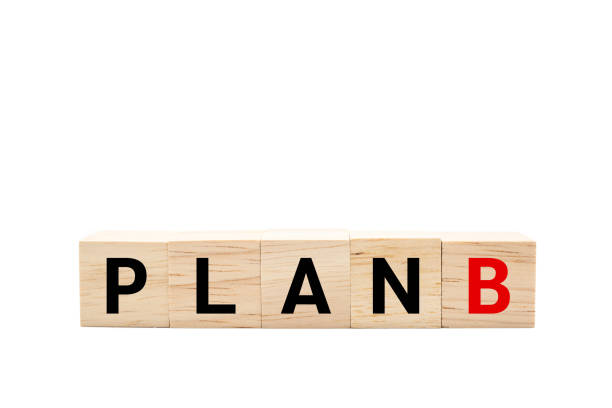 istock Wooden cube blocks with PLAN B text isolated on white background. Business ideas to goals and strategy concept. Copy Space and Clipping path 2157897320