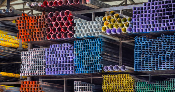 istock Steel Pipe for Construction on Shelf In Warehouse. 2157897440