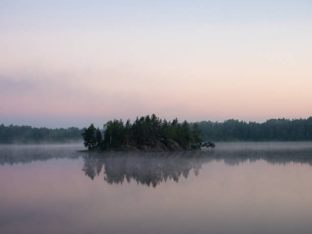 istock island on a forest lake 2157900790