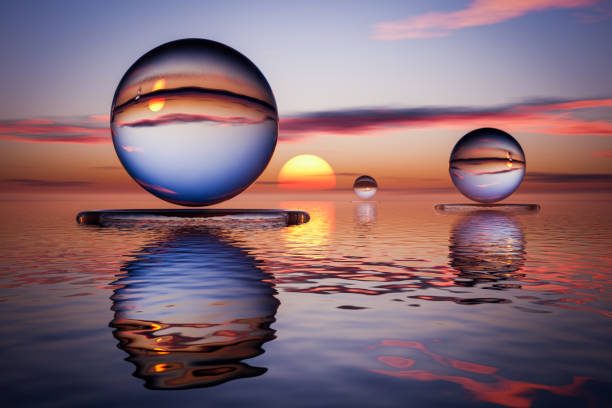 istock Transparent balls over water 2157904058