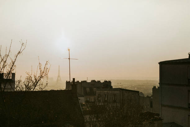 City covered in fog