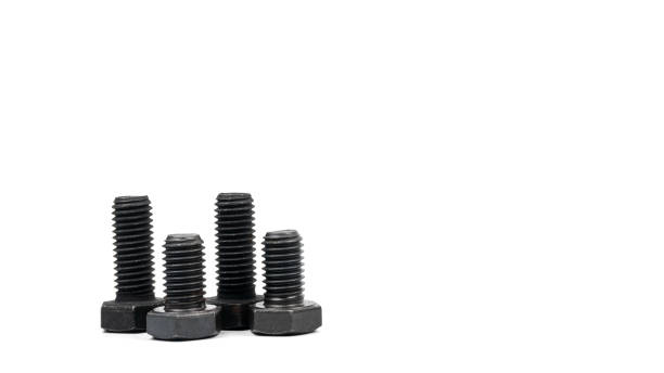 istock Black Bolt and screw , Closeup isolated on a white background. 2157905827