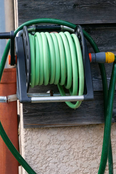 istock Garden Watering hose on a reel 2157906924
