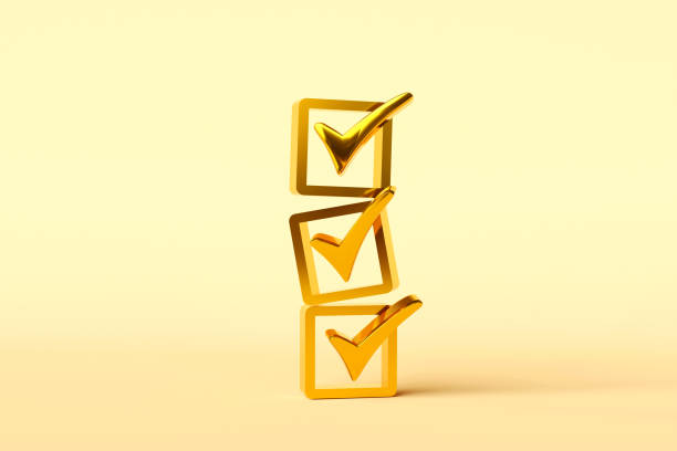 istock checkmark icon stacked on yellow background. checklist survey concept, and evaluation Accreditation 2157909984