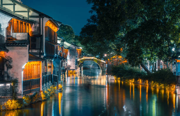 istock A Beautiful Historical Chinese water town at night 2157910315
