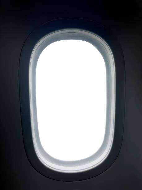 istock Commercial airplane window interior view 2157913035