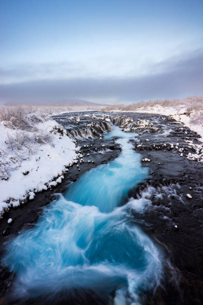 Bruarfoss waterfall in winter popular destination for tourist, Southwest of IcelandBruarfoss waterfall in winter, Reykjavik, Iceland