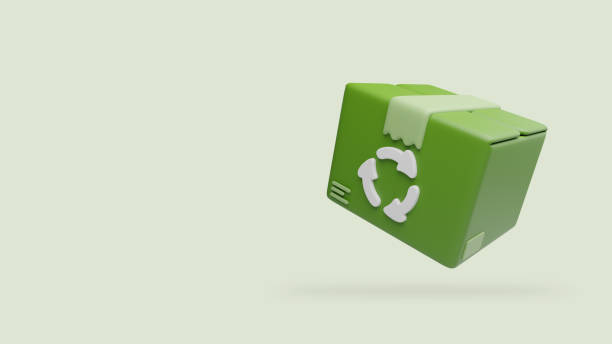istock Recycling sign idea on green cardboard box An ecological system for recycling and reusing Ecological waste management and a sustainable and economical way of life 3D recycling symbol 2157920461
