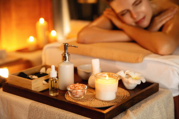 istock Aromatherapy massage ambiance or spa salon composition setup. Quiescent 2157920519