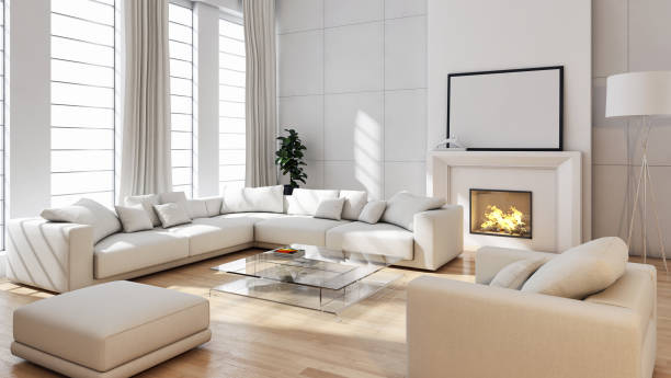 istock Large luxury modern bright interiors Living room mockup illustration 3D rendering image 2157922122
