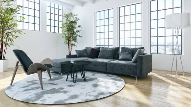 istock Large luxury modern bright interiors Living room mockup illustration 3D rendering image 2157922448
