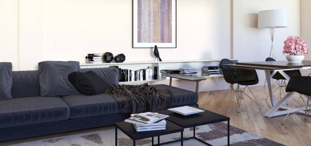 istock Large luxury modern bright interiors Living room mockup illustration 3D rendering image 2157922968