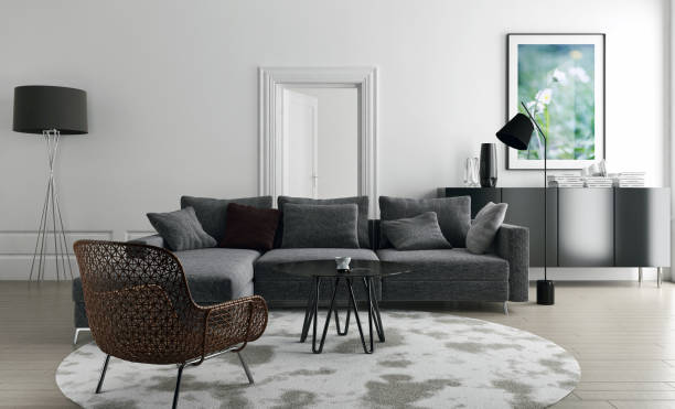 istock Large luxury modern bright interiors Living room mockup illustration 3D rendering image 2157923258