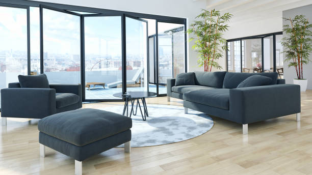 istock Large luxury modern bright interiors Living room mockup illustration 3D rendering image 2157923293