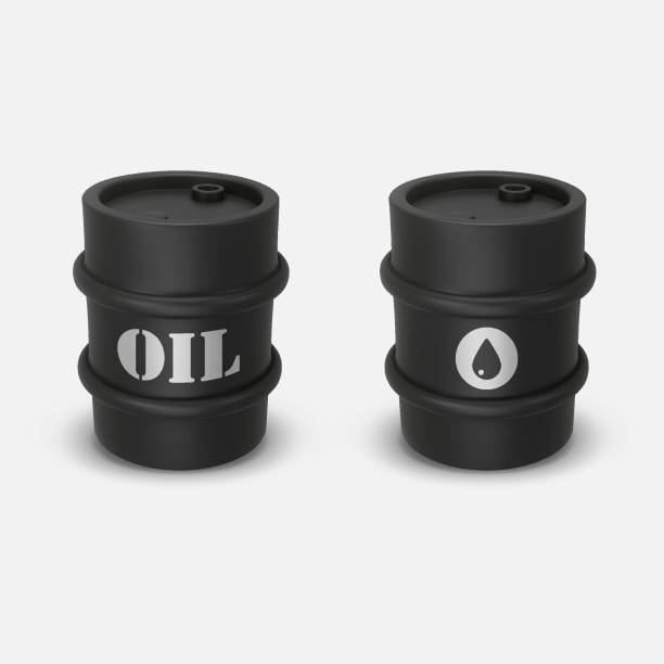 istock Set black round metal drum. 3D rendering. Vector illustration isolated on white. Barrel of oil. Dangerous chemical liquids, flammable gases, toxins, oils, radiation waste. Oil Industry, Petrol Sign 2157926500