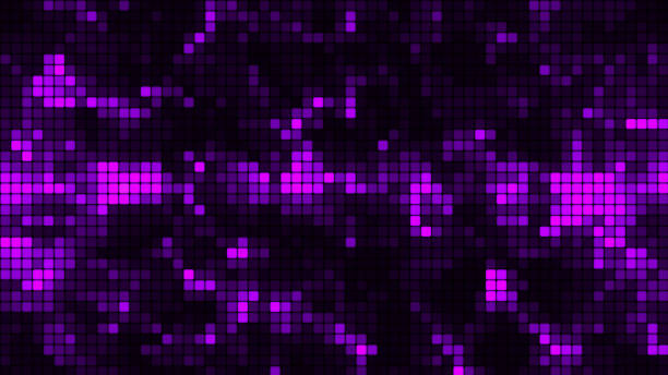 istock Purple mosaic background in technology concept. Abstract multicolored LED squares. Technology digital square lilac color background. Bright pixel grid background. 3D rendering 2157927285