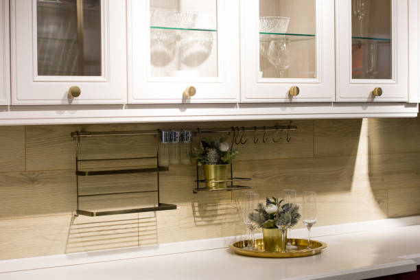 istock an empty marble countertop with kitchen shelves. Homemade kunya 2157927585