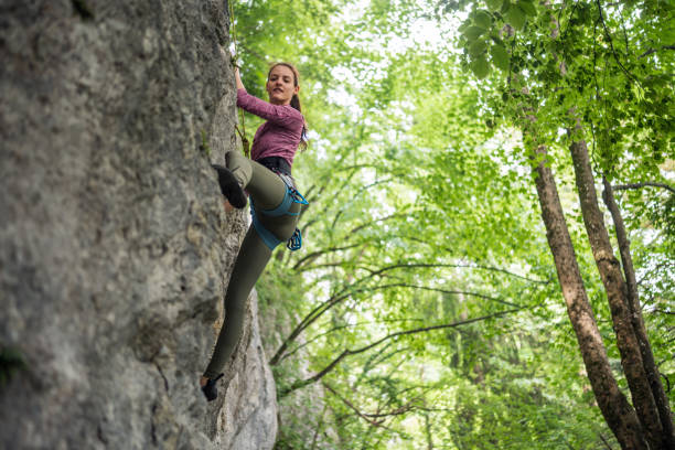 istock Focused Climber Scaling Rock Face Outdoors 2157931229