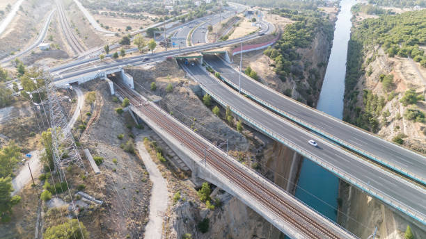 istock Beautiful and amazing Corinth Canal from sky by Drone 2157936721