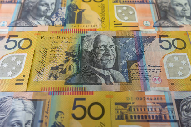 istock Aussie currency Australian 50 100 dollar notes. Finance saving concept a 2157940389