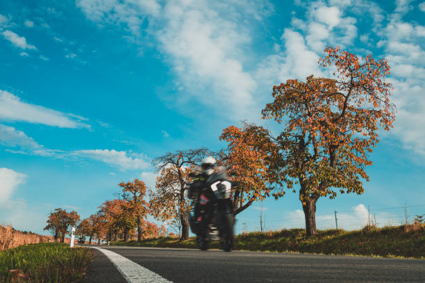 motorcyclist on the move on the road