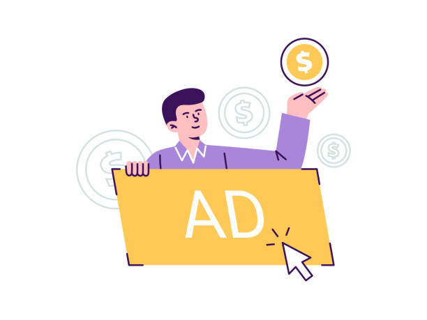 istock A man promotes advertising. Pay-per-click marketing, digital strategy, internet marketing tools, and promotion. Trendy vector flat illustration isolated on a white background. 2157944610