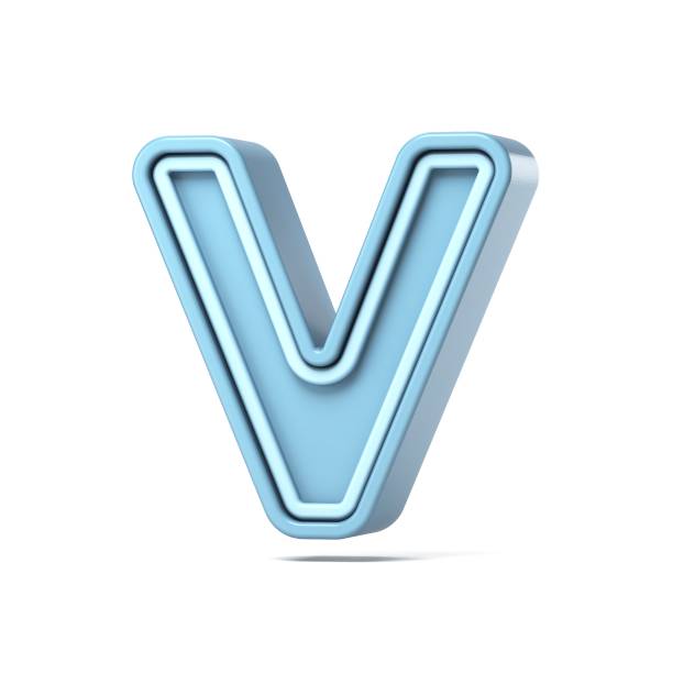 istock Pastel blue font Letter V 3D 2157945368