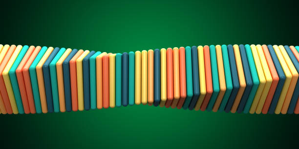 Multicolor block shapes twisted. 3d render isolated on the green background.