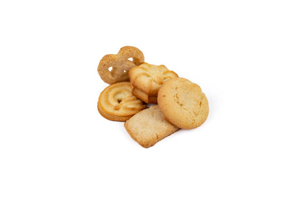 istock Group of Danish butter cookies,  different shape biscuits pile, isolated on white background. 2157947639