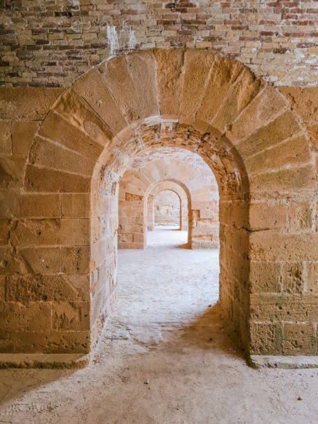 Sicily, Italy - December 2, 2023 : Inside the Syracuse Maniace Castle in Sicily in Italy.