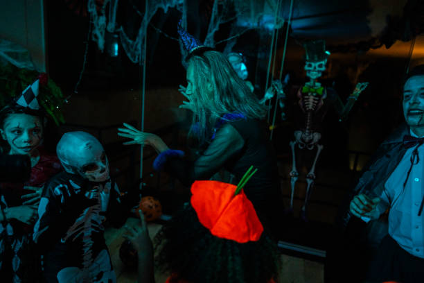 istock Friends having fun on a Halloween party 2157949417