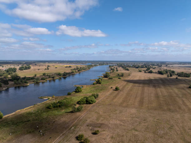 istock Landscape on the Elbe in Germany | Ferry on the Elbe 2157949458