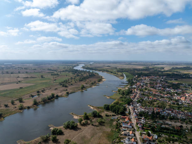 istock Landscape on the Elbe in Germany | Ferry on the Elbe 2157949459