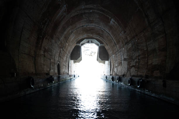 A tunnel and bridges on the Kennet and Avon Canal in Bath Somerset