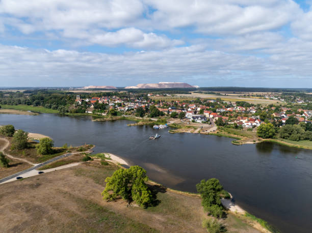 istock Landscape on the Elbe in Germany | Ferry on the Elbe 2157949917