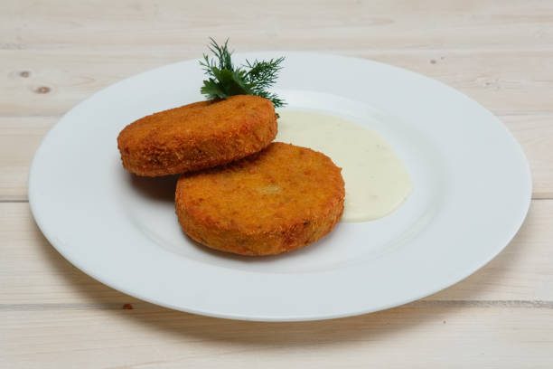 istock Vegetarian cutlet and sauce. 2157950333