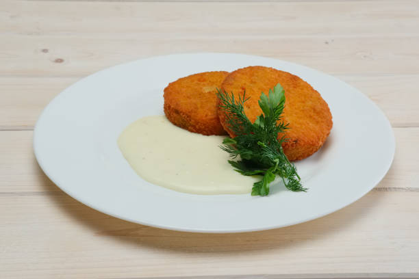 istock Vegetarian cutlet and sauce. 2157950336