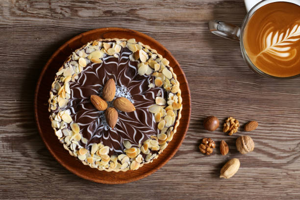 istock cake with nuts and chocolate on a wooden table 2157955380